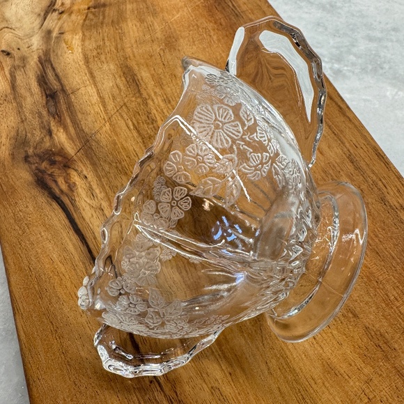 Vtg New Martinsville Depression Glass Sugar & Creamer Radiance Flower Basket Des - Picture 6 of 16